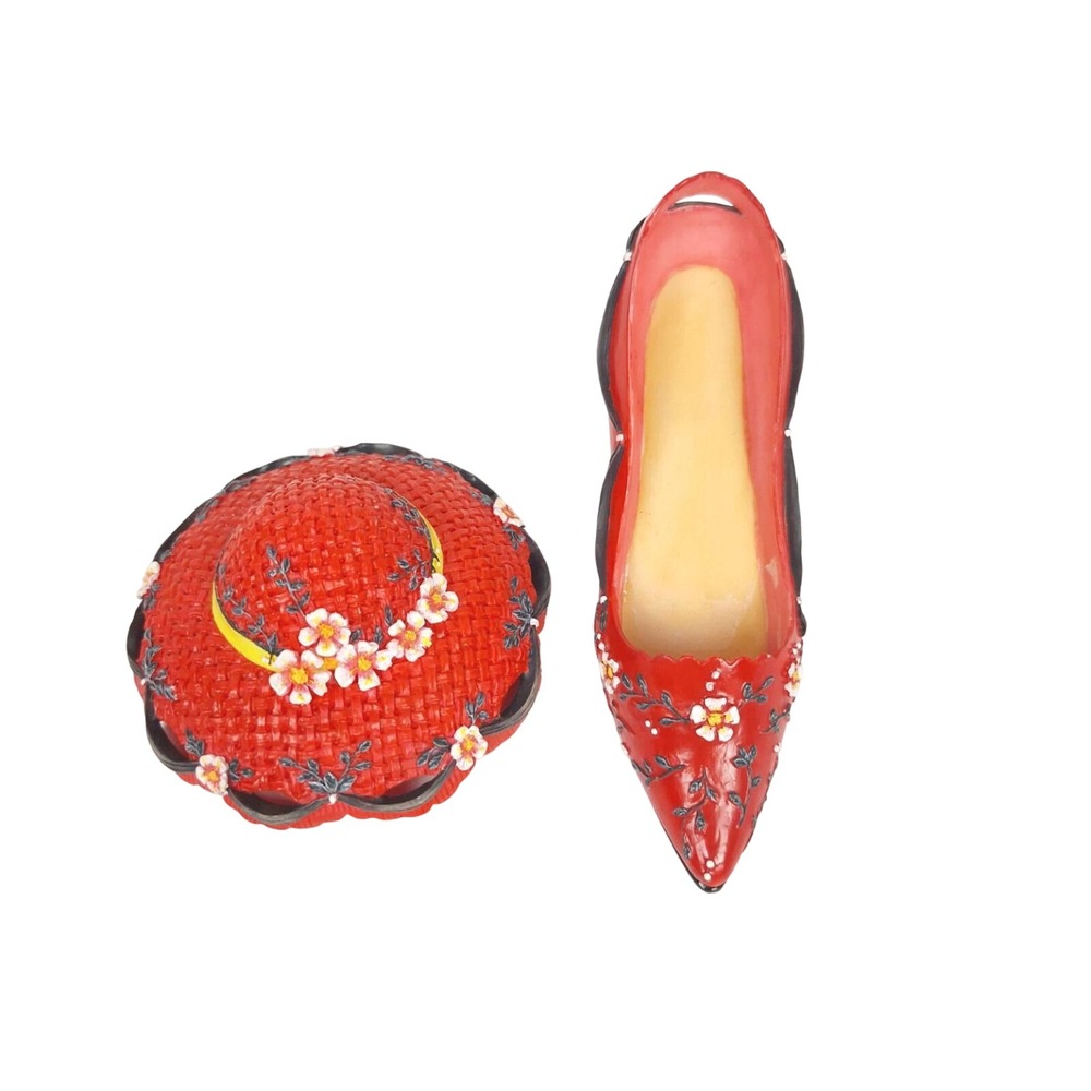 Just the Right‎ Shoe Scarlet Sensation Red Floral Hat & Heel Figurine Set Raine
